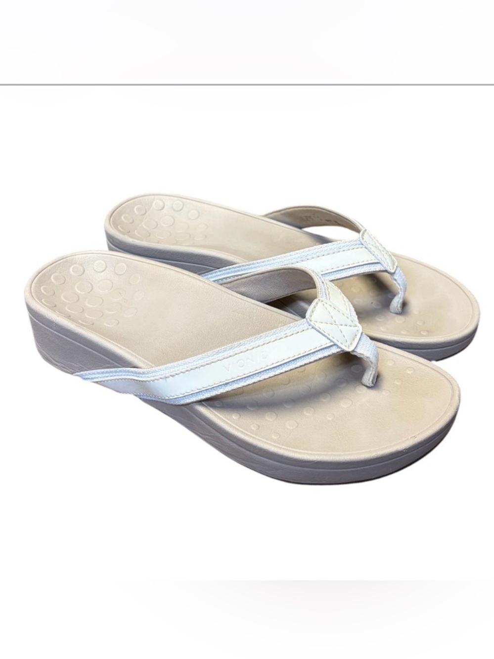 Vionic High Tide II Platform Sandal Flip Flops Ivory Cream Women's 7 US EU 38